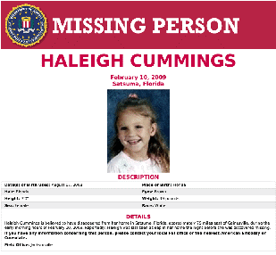 haleigh cummings missing poster
