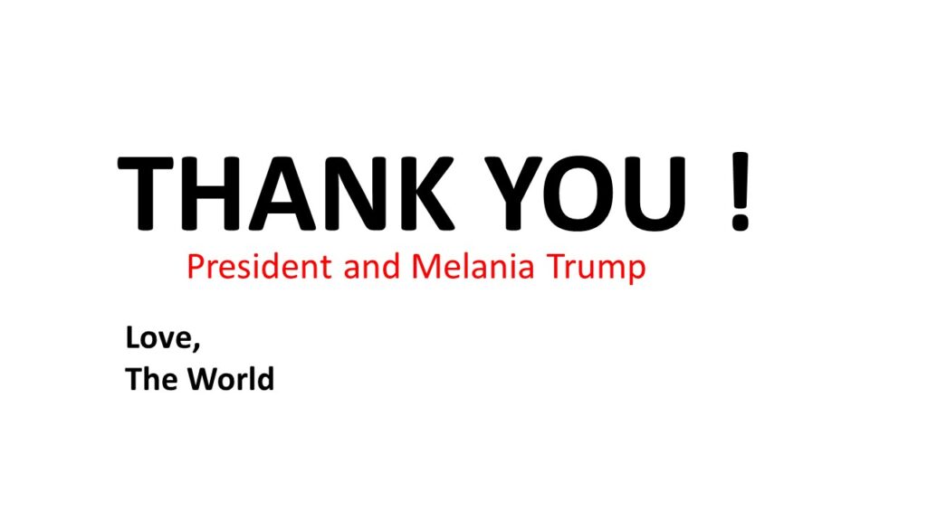 A thank you card for president and melania trump.