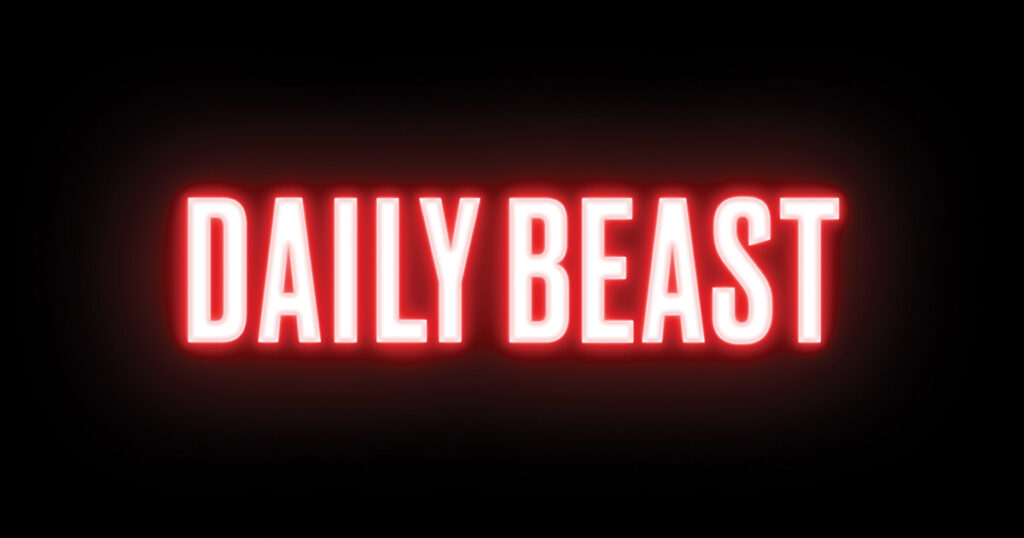 Daily beast logo on a black background.