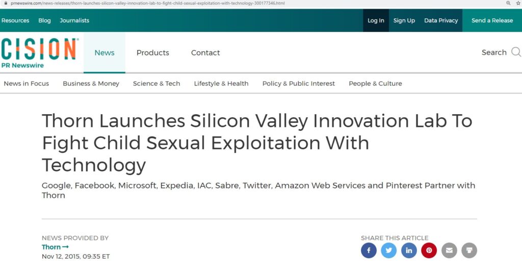 Thor silicon valley lab to fight child sexual exploitation with technology.