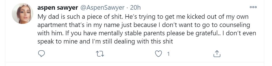 aspen sawyer angry tweet