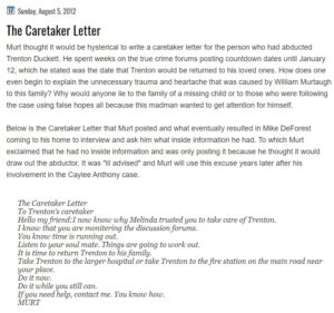 caretaker letter