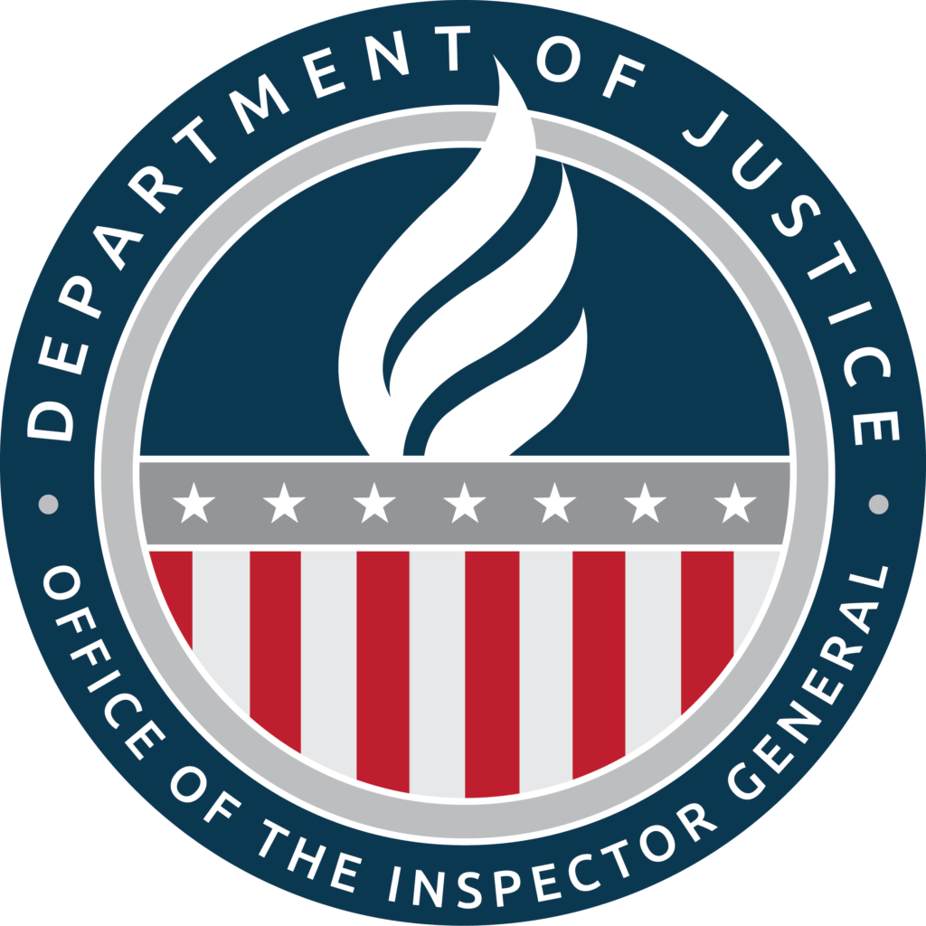 The department of justice office of the inspector general logo.