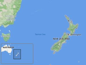 A map showing the location of new zealand.