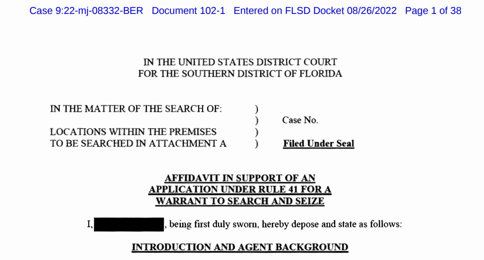 Introduction and Agent Background, Redacted FBI Affidavit