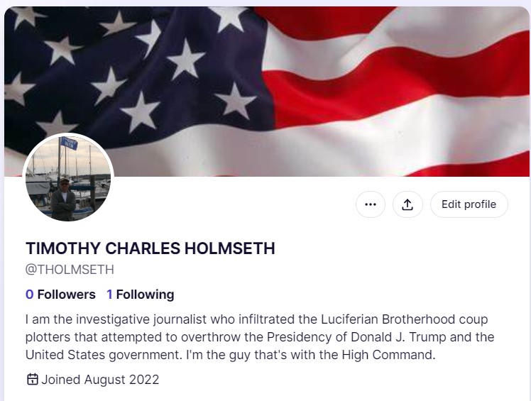 twitter profile with american flag logo