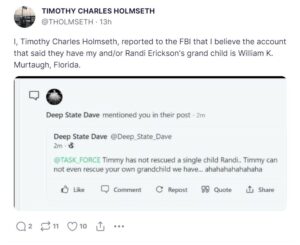 Holmseth Post Alleging Murtaugh for Threats