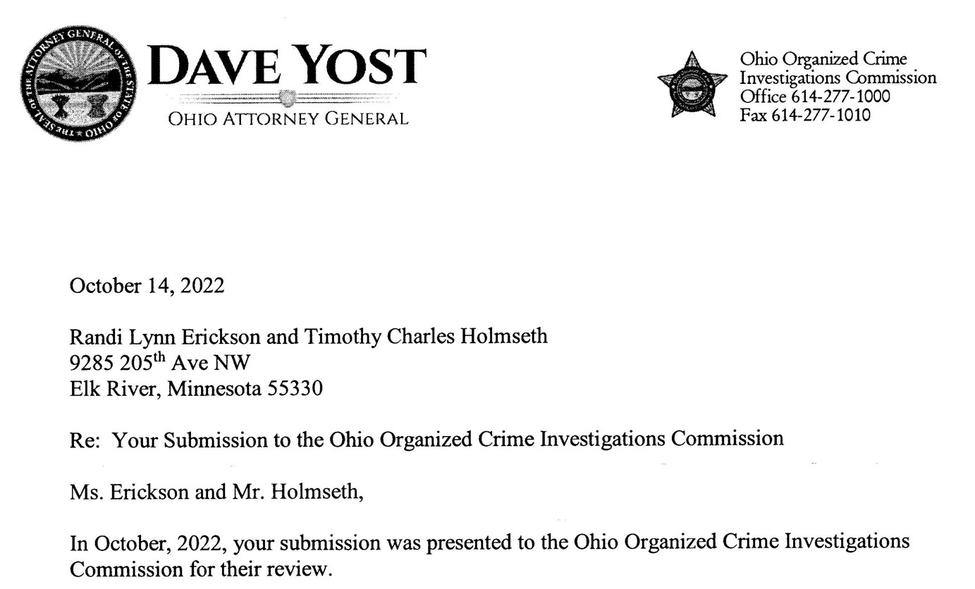 Dave Yost, Ohio AG Reply to Holmseth and Erickson