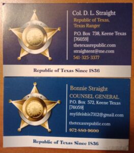 Calling cards from Texas Ranger