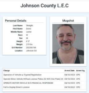 A mugshot and personal details of an arrested person