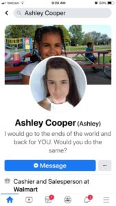 Ashley cooper's facebook page.