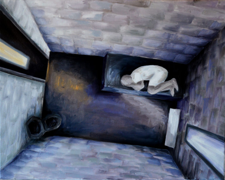 A painting of a person in a room.