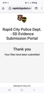 Rapid city police department sd evidence submission portal.