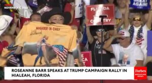 Rosenbark speaks at trump campaign rally in florida.