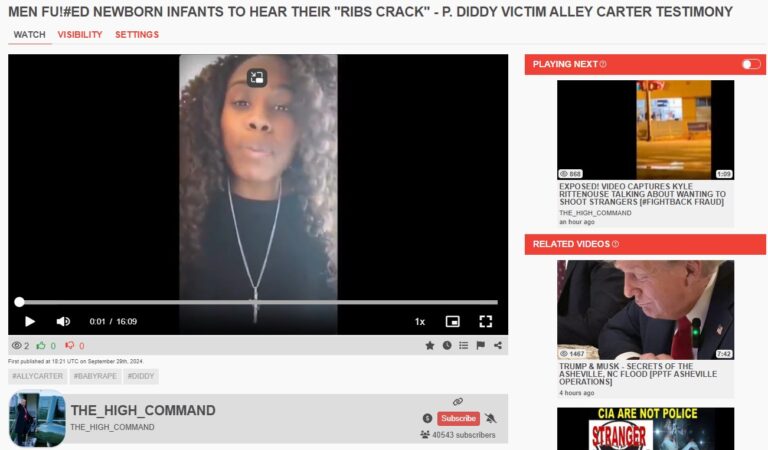 SHOCK VIDEO! MEN FUCKED NEWBORN INFANTS TO HEAR THEIR “RIBS CRACK” – P. DIDDY VICTIM ALLY CARTER TESTIMONY