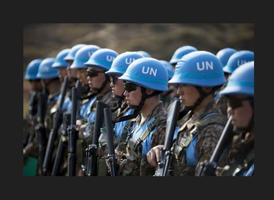 U.N. TROOPS BLUE HELMETS