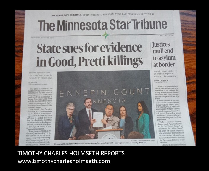 minnesota tribune alex pretti renee good timothy holmseth lawsuit newspaper